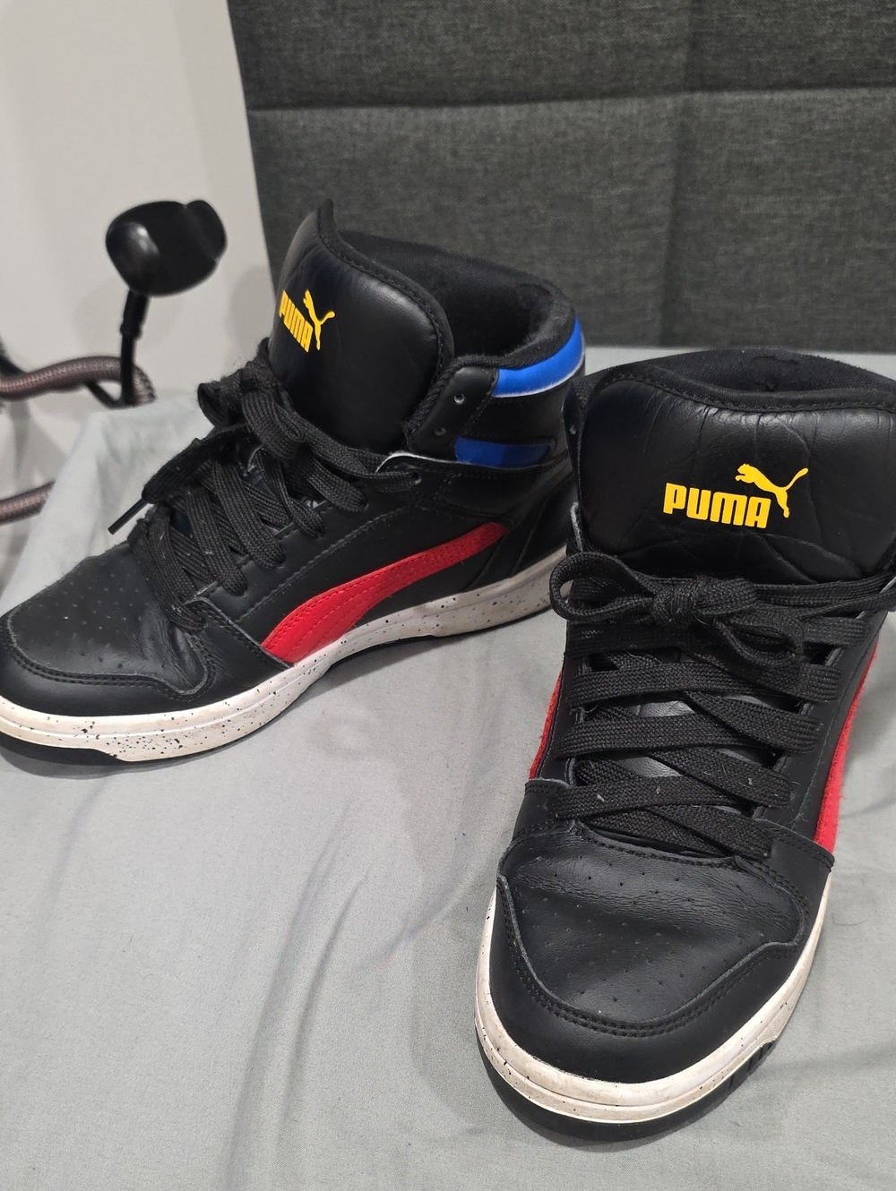 Puma Men's Mid-Top Sneakers in Black, Red and Blue
